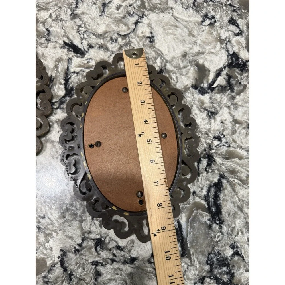 Vintage Ornate Gold Oval Wall Mirrors Set of 2 Small Accent Decor Pair